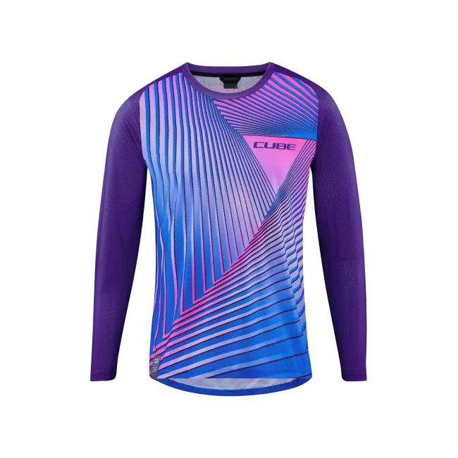 TRICOU CICLISM CUBE VERTEX ROUND NECK JERSEY L/S BLUE PINK M