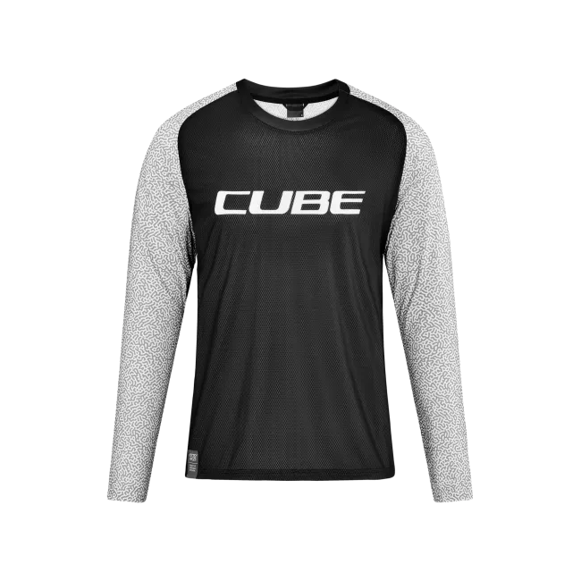 TRICOU CICLISM CUBE VERTEX ROUND NECK JERSEY L/S GREY-BLACK M