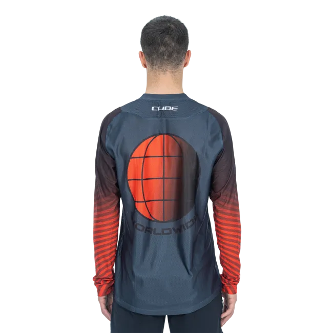 TRICOU CICLISM CUBE VERTEX ROUND NECK JERSEY L/S GREY RED XL