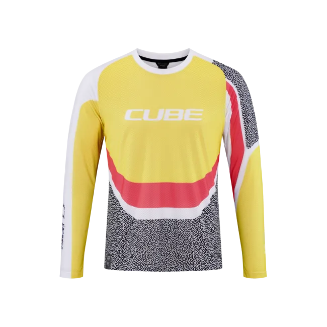 TRICOU CICLISM CUBE VERTEX ROUND NECK JERSEY L/S YELLOW PINK M