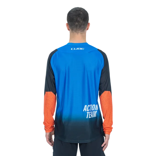 TRICOU CICLISM CUBE VERTEX ROUND NECK JERSEY X ACTIONTEAM L/S BLACK BLUE L