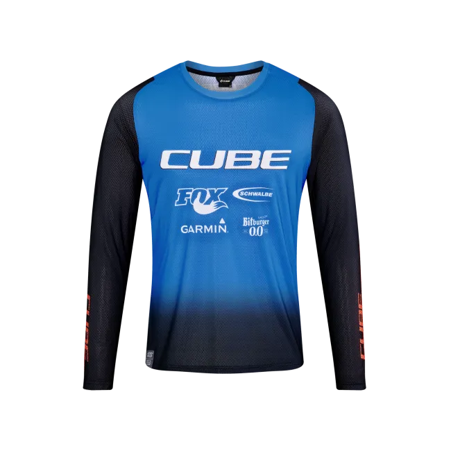 TRICOU CICLISM CUBE VERTEX ROUND NECK JERSEY X ACTIONTEAM L/S BLACK BLUE S