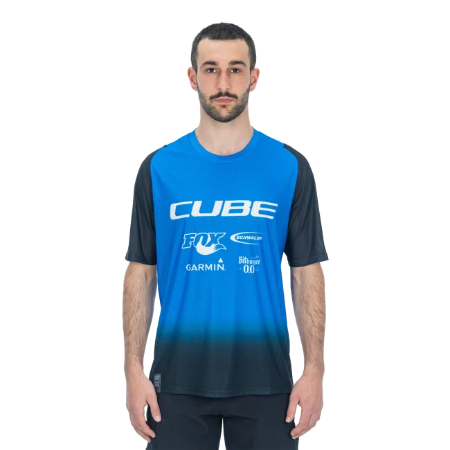 TRICOU CICLISM CUBE VERTEX ROUND NECK JERSEY X ACTIONTEAM S/S BLACK BLUE S