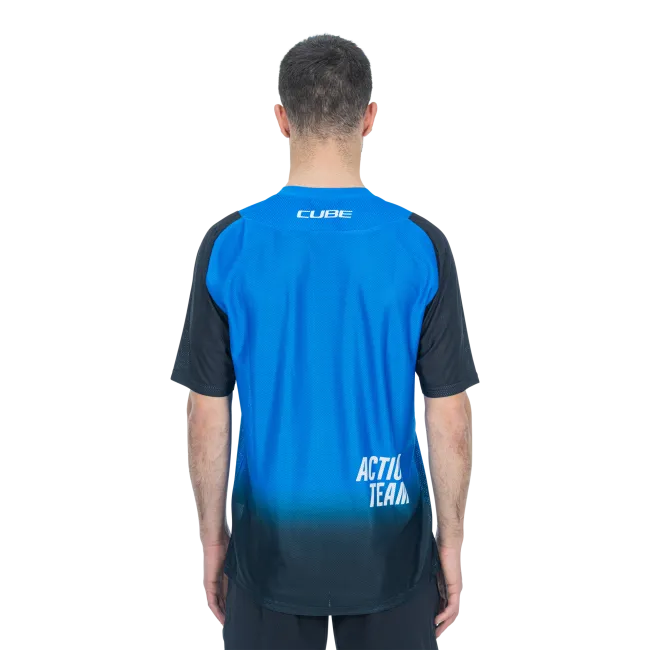 TRICOU CICLISM CUBE VERTEX ROUND NECK JERSEY X ACTIONTEAM S/S BLACK BLUE S