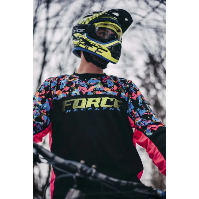 Casca Force Tiger Downhill negru/fluo/albastru L-XL (59-61 cm)