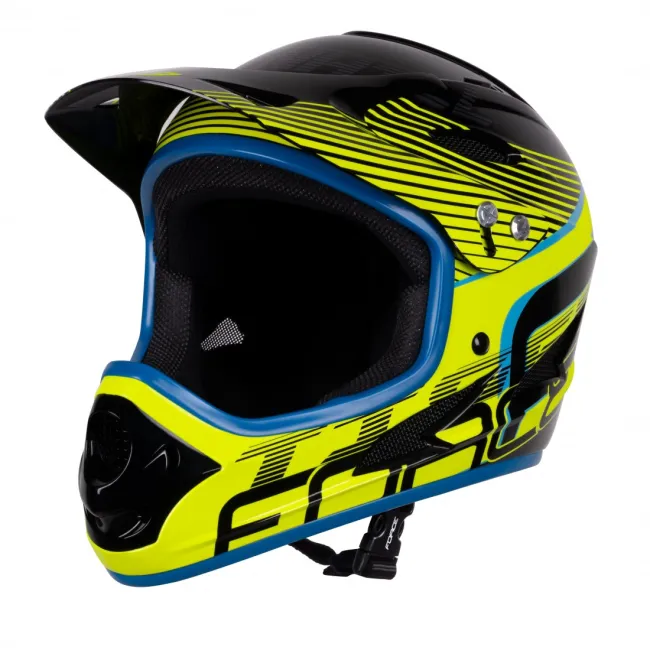 Casca Force Tiger Downhill negru/fluo/albastru S-M (57-58 cm)