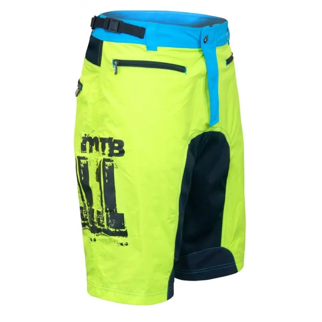 Pantaloni scurti Force MTB-11 bazon detasabil Galben Fluo/Bleu/Negru XS