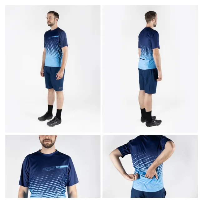 Tricou maneca scurta Force MTB Angle, albastru, XS