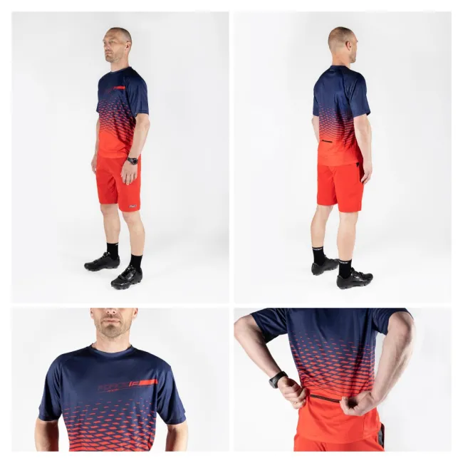 Tricou maneca scurta Force MTB Angle, albastru/rosu, XXXL