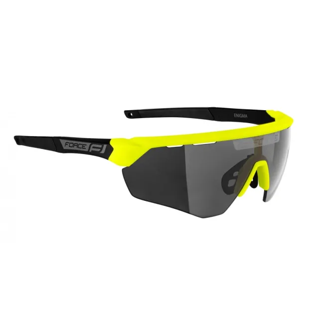 Ochelari ciclism Force Enigma, lentila neagra, fluo/negru mat