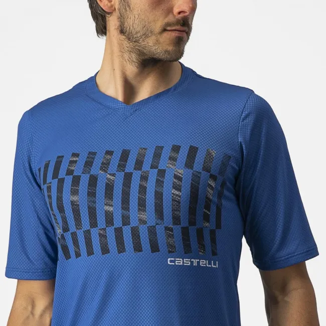Jersey cu maneca lunga Castelli Trail Tech LS Tee, Albastru/Negru, L