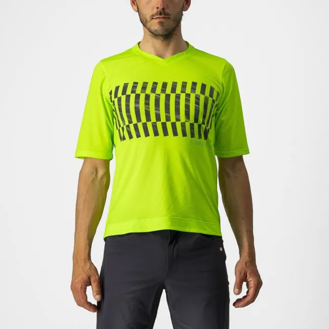 Jersey cu maneca scurta Castelli Trail Tech Tee, Galben Fluo/Negru, L