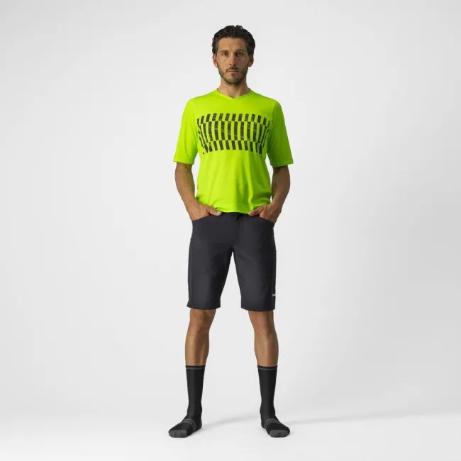 Jersey cu maneca scurta Castelli Trail Tech Tee, Galben Fluo/Negru, M