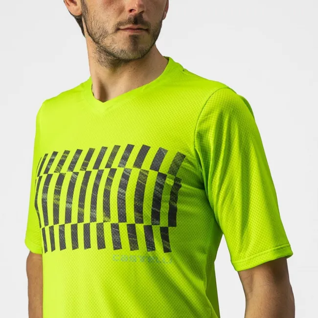Jersey cu maneca scurta Castelli Trail Tech Tee, Galben Fluo/Negru, M