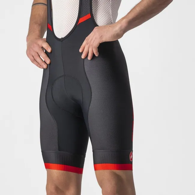 Pantaloni scurti cu bretele Castelli Competizione Kit Negru/Rosu S