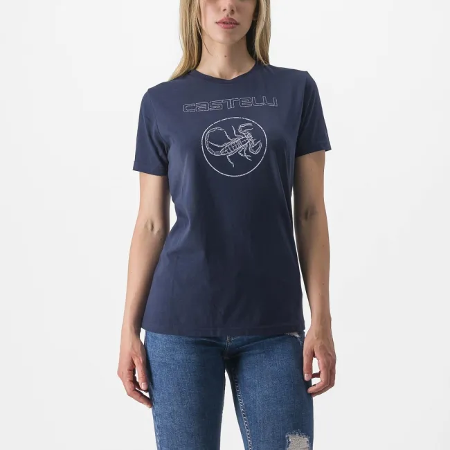 Tricou casual Castelli Pedalare Tee de dama Bleumarin XS