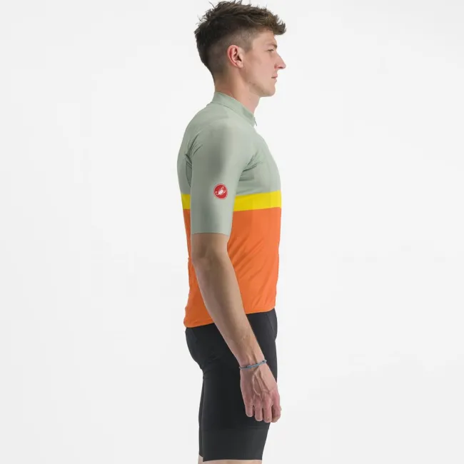 Tricou cu maneca scurta Castelli A Blocco Vernil/Portocaliu/Galben/Visiniu M