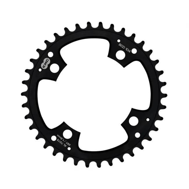 Placa pedalier KMC 38T 1.9mm BCD104 Narrow-Wide AL7075 Neagra