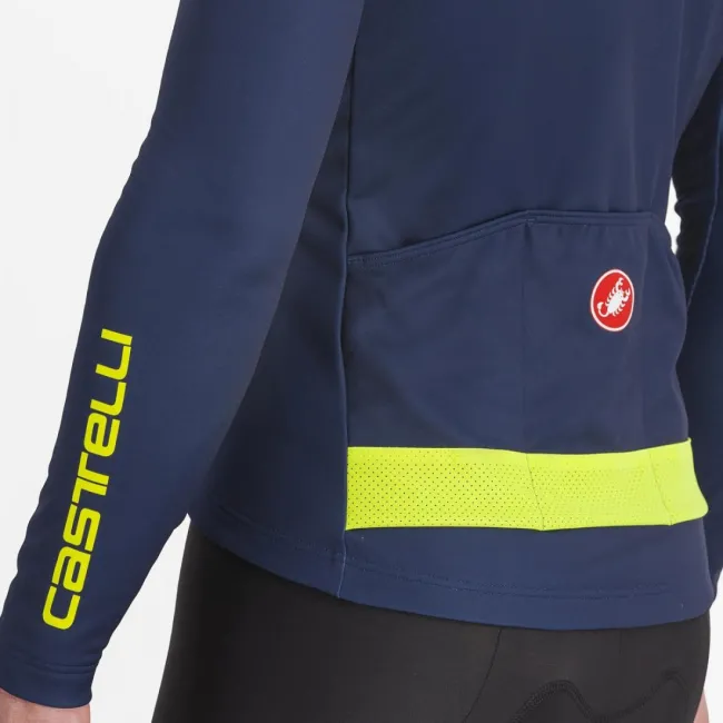 Tricou cu maneca lunga Castelli Puro 3 FZ BelgianBlue/YellowFluoReflex L