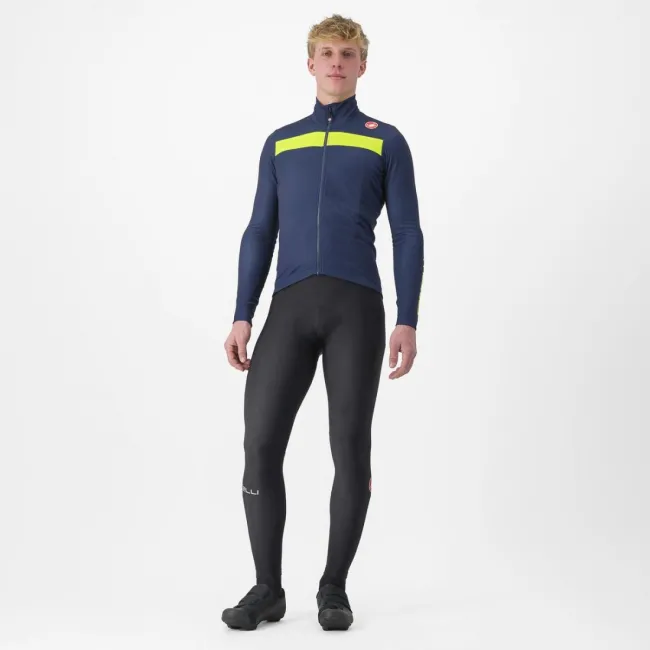 Tricou cu maneca lunga Castelli Puro 3 FZ BelgianBlue/YellowFluoReflex S