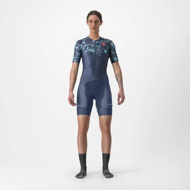 Costum de triatlon cu maneca scurta Castelli Free Sanremo W SS de dama Indigo/Turcoaz S