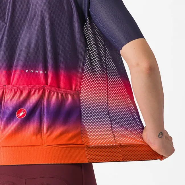 Tricou cu maneca scurta Castelli Climbers 4.0 W de dama Bleumarin/Magenta/Portocaliu XS