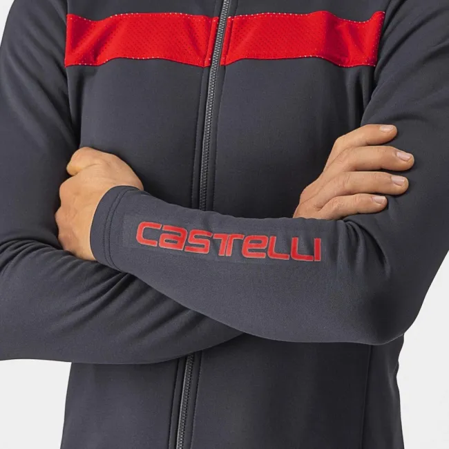Tricou cu maneca lunga Castelli Puro 3 FZ Antracit/Rosu XS