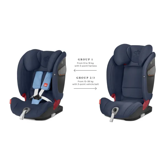 Scaun auto copii, cu Isofix Gb Everna-fix, 9-36 Kg - Albastru