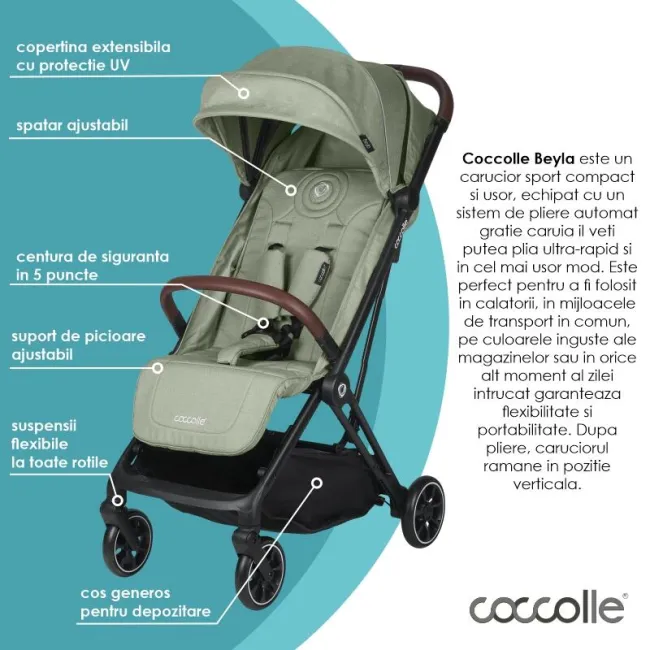 Carucior Sport Pliabil Coccolle Beyla - Greenstone