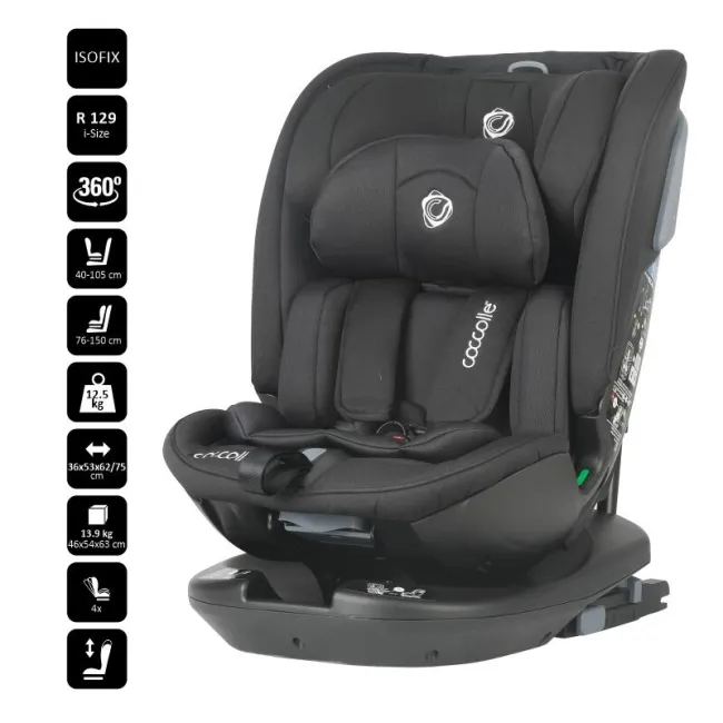 Scaun auto rotativ iSize Coccolle Velsa Jet black