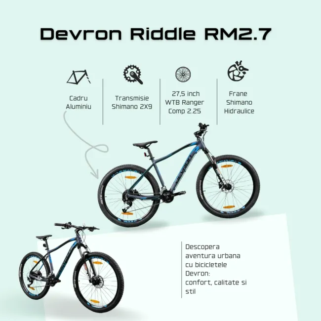 Bicicleta Mtb Devron Riddle 2023 RM2.7 - 27.5 Inch, L, Gri