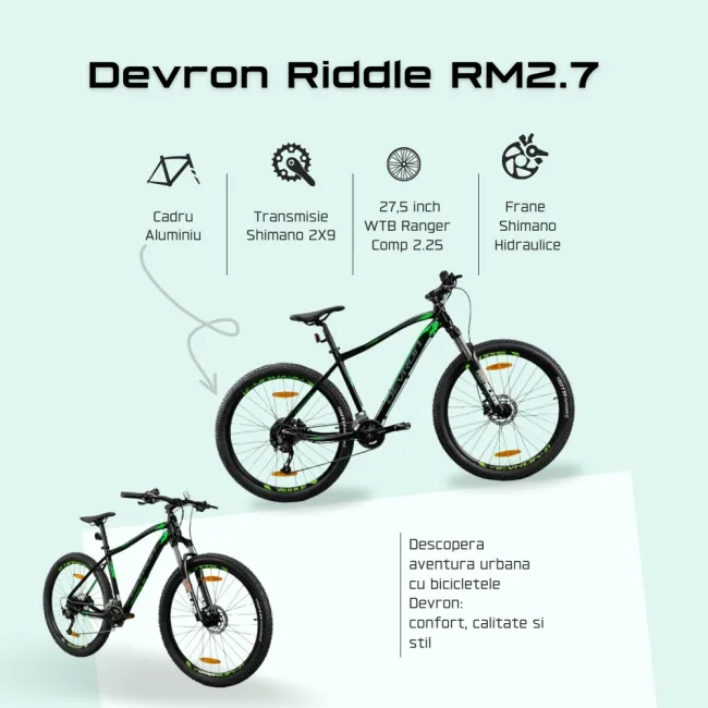 Bicicleta Mtb Devron Riddle 2023 RM2.7 - 27.5 Inch, L, Negru