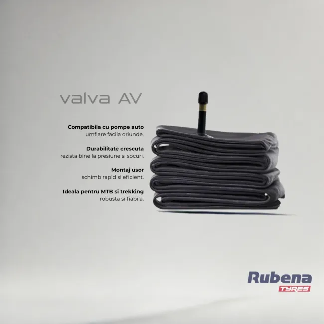 Camera Bicicleta Rubena Av40 - 27.5 x 1.75 - 2.45 Inch, Negru