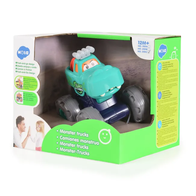 Jucarie Monster Truck Hola - Crocodil, cu roti libere