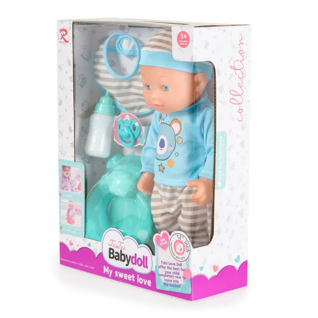 Papusa cu accesorii Tutu Love, cu olita, suzeta, biberon, 31 cm