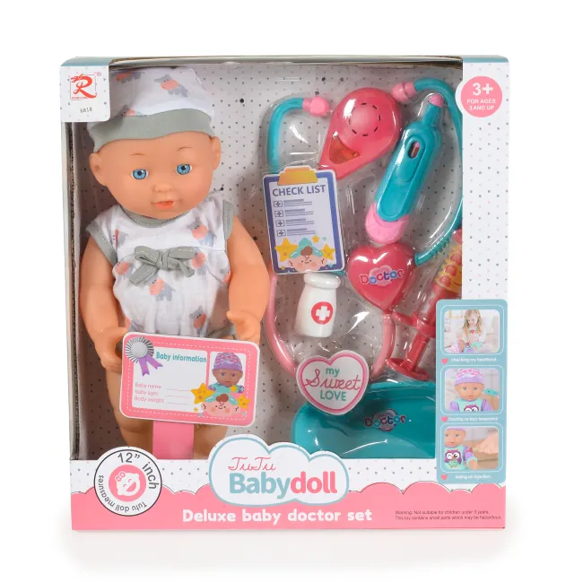 Papusa cu accesorii Tutu Love, cu stetoscop si sunet, Hippo, 31 cm