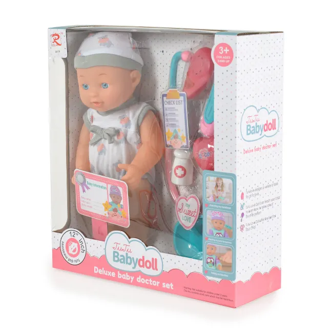 Papusa cu accesorii Tutu Love, cu stetoscop si sunet, Hippo, 31 cm