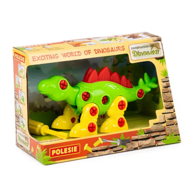 Set de constructie Dinozaur Polesie Stegosaur, 30 piese de asamblat, 21cm