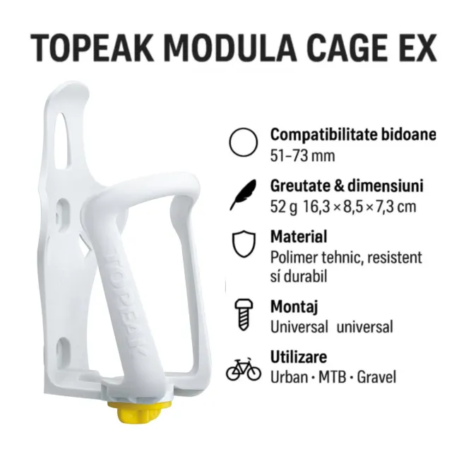 Suport Bidon Apa Topeak Modula Cage EX - Alb