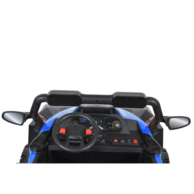 ATV electric Bo Beast pentru copii 3ani+ , 12V cu telecomanda, 4 motoare, telecomanda, usi care se deschid, functii swing, lumini, mp3/usb, Albastru