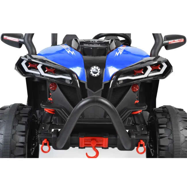 ATV electric Bo Beast pentru copii 3ani+ , 12V cu telecomanda, 4 motoare, telecomanda, usi care se deschid, functii swing, lumini, mp3/usb, Albastru