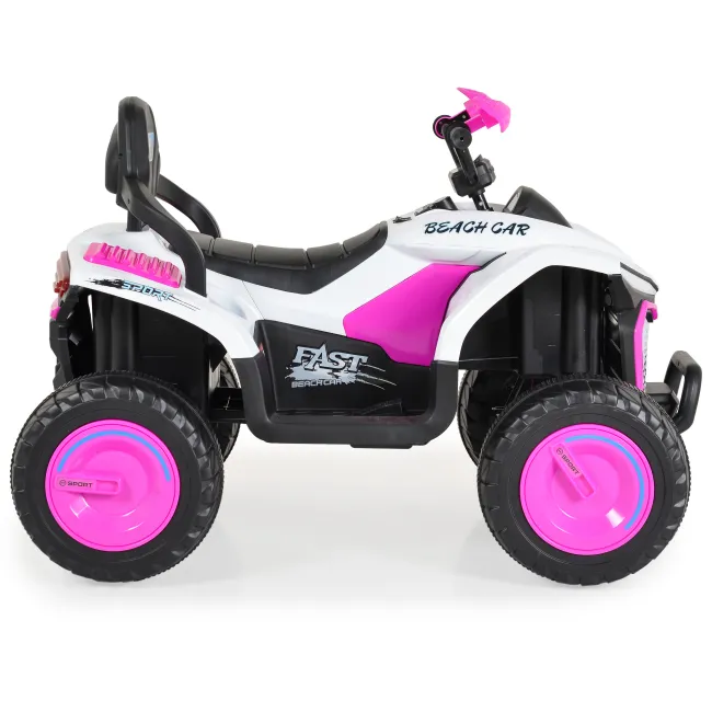 ATV electric Windy pentru copii 3 ani+, acumulator, MP3/USB si Bluetooth, 12V cu 4 motoare, Moni, Roz