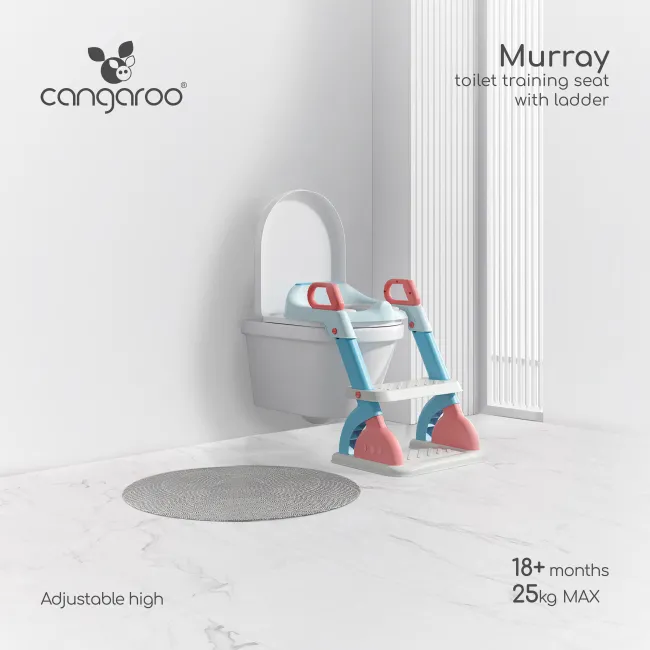 Adaptor toaletă cu scara Murray pentru bebelusi, Cangaroo, Albastru