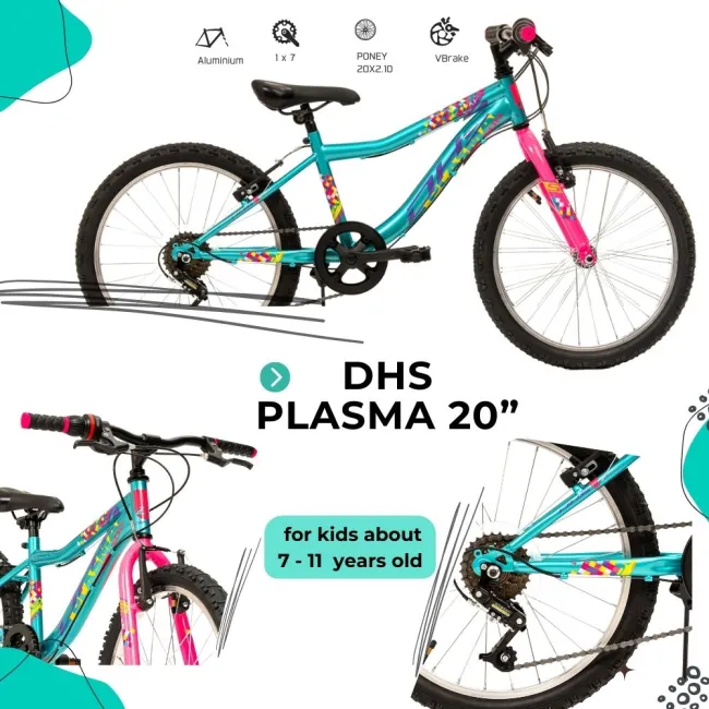 Bicicleta Copii DHS Plasma - 20 Inch, Turcoaz