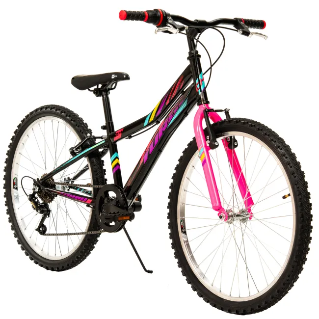 Bicicleta Copii DHS Turbo - 24 Inch, Negru-Roz