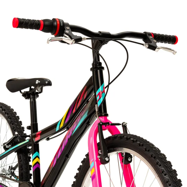 Bicicleta Copii DHS Turbo - 24 Inch, Negru-Roz