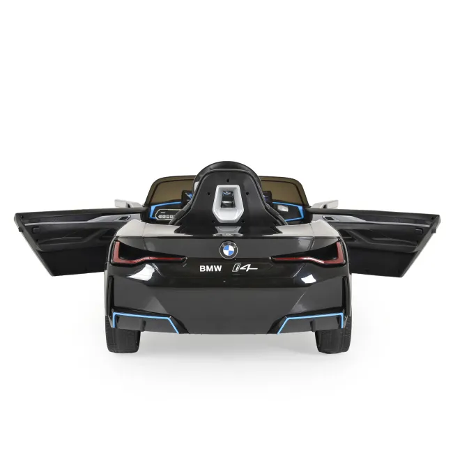 Masinuta electrica BO BMW i4 pentru copii 3 ani+, acumulatori si telecomanda, usi care se deschid, centura, pornire buton, Negru