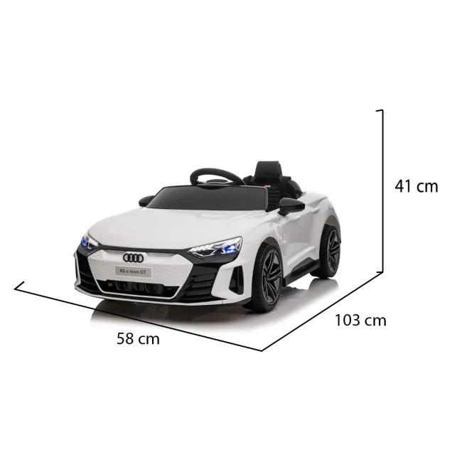Masinuta electrica pentru copii Audi RS e‑tron, acumulatori si telecomanda, 12V MP3/USB si Bluetooth, Alb