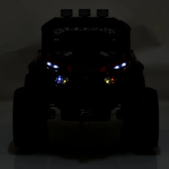 Masinuta electrica tip jeep BO Dust pentru copii 3 ani+, 12V 4 motoare, telecomanda, Mp3/USB, pornire buton, centura, usi care se deschid, Rosu