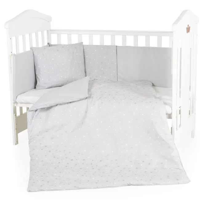 Set lenjerie de pat Nook pentru bebelusi, 6 piese, HugZZZ, Gri